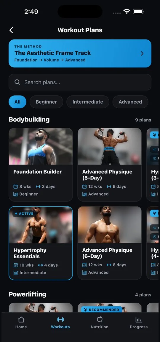 Training plan detail: weekly sessions, phase guidance, and difficulty